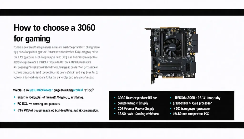 Как выбрать 3060 для игр, работы с графикой и домашнего компьютера: сравнение памяти, частот, охлаждения, блока питания, разъемов и совместимости с процессором для стабильной системы