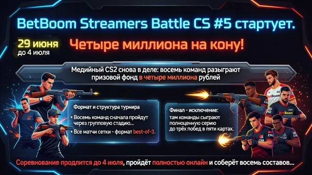BetBoom Streamers Battle CS #5 стартует. Четыре миллиона на кону!